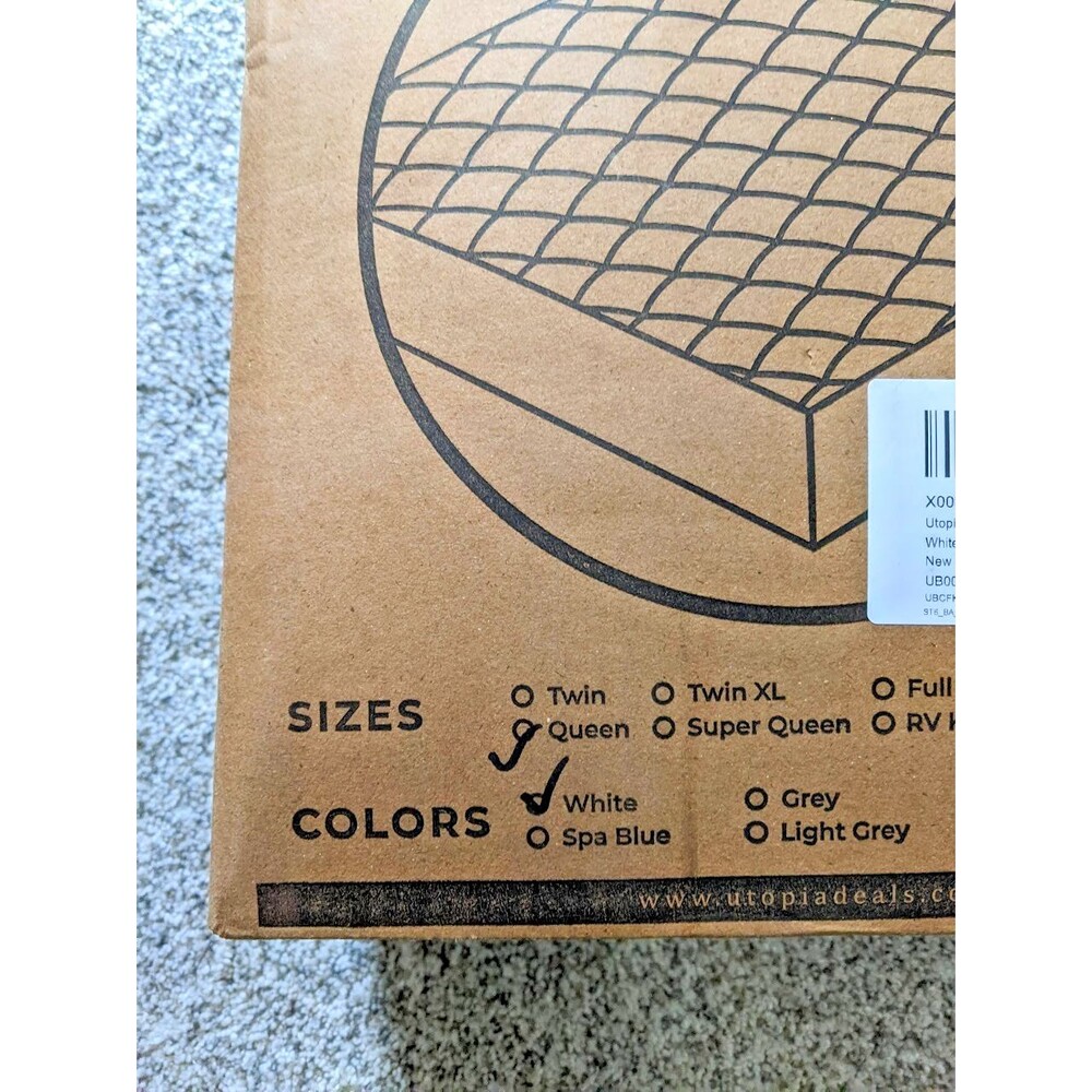 Mattress Pad Fitted Utopia Bedding Size Queen White Quilted NEW